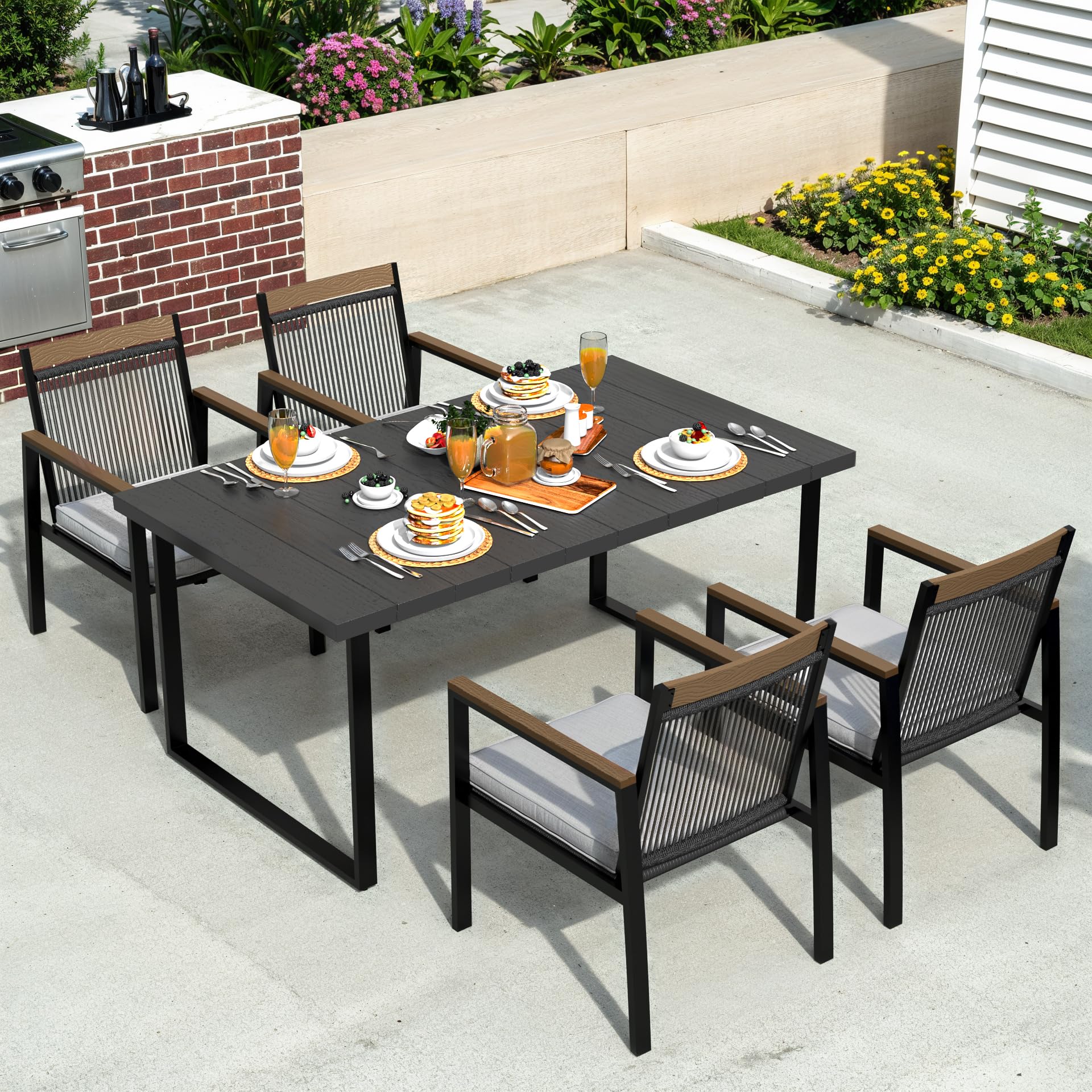 5-Piece Patio Dining Set with Umbrella Hole