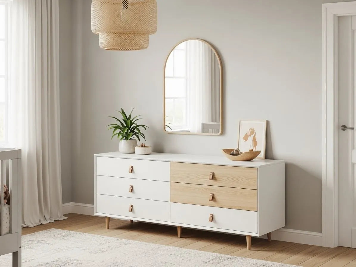 Modern White 9 Drawer Dresser for Bedroom