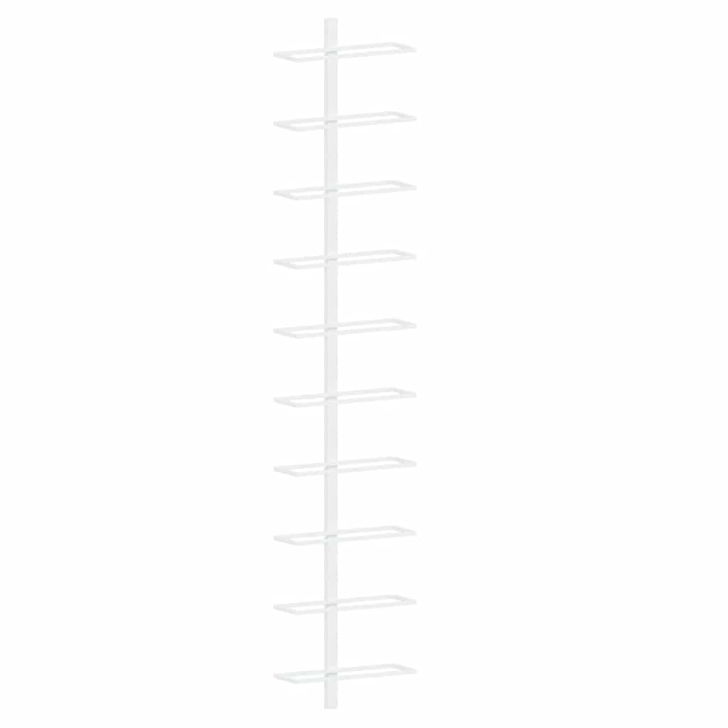 Wall-Mounted Wine Rack for 10 Bottles White Metal