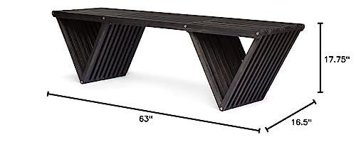 Esme Outdoor Acacia Wood Bench Dark Gray
