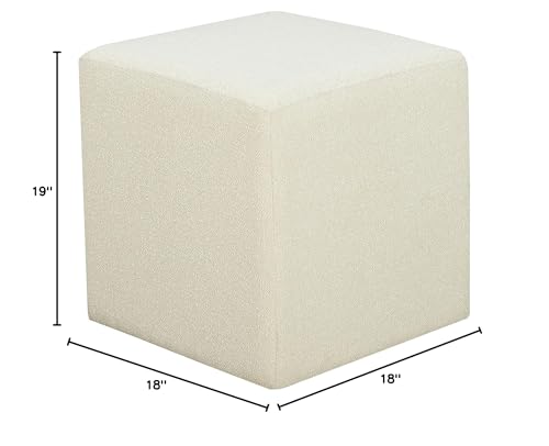 18" Warren Ottoman Square Elegant Boucle Footrest