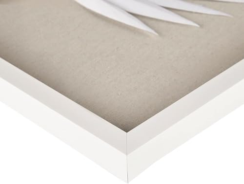 Floral Wall Art Shadow Box Set - Palm Natural Rice Paper Glass Wood Frame - 3 Piece