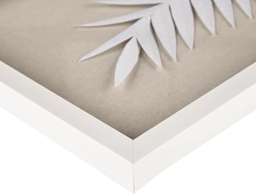 Floral Wall Art Shadow Box Set - Palm Natural Rice Paper Glass Wood Frame - 3 Piece