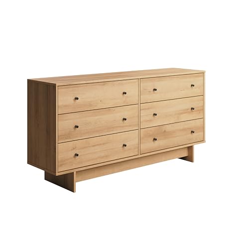 Finnley 6-Drawer Dresser in Natural Oak