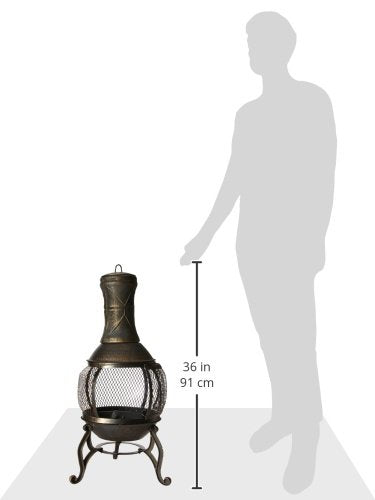 Outdoor Steel Chimenea Fireplace Bronze 36 Inch