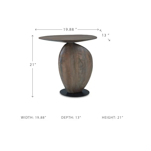 Industrial Accent Table with Metal Base - Dark Brown & Black