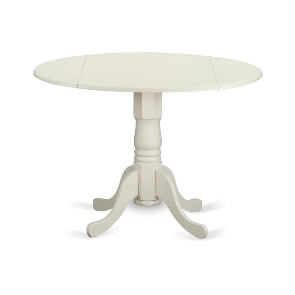 3 Piece Round Dining Table Set with Drop Leaf
