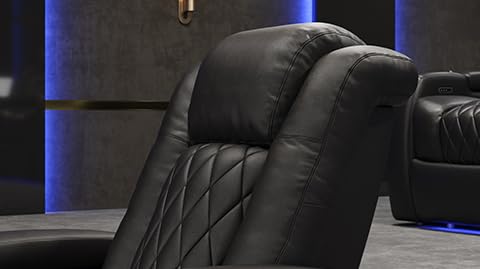 Nappa Leather Power Recliner with Cool Gel Memory Foam and RGB LED Lights