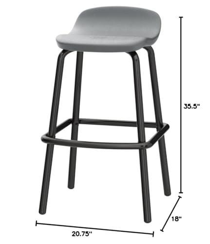 Modern Resin Patio Bar Stools with Footrest - Set of 2