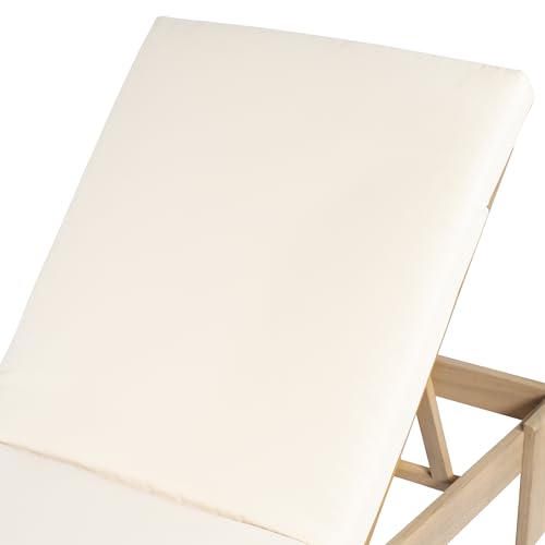 Acacia Wood Chaise Lounge Chair Set of 2 with Cushions