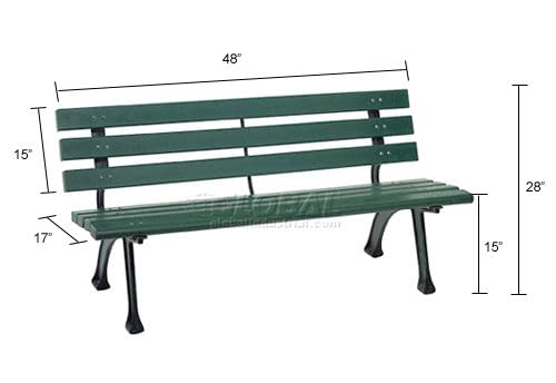 4' Outdoor Park Bench with Backrest