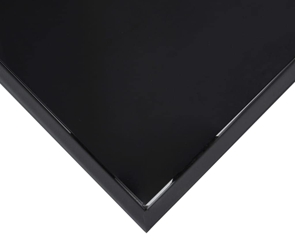 Patio Bar Table Black Tempered Glass