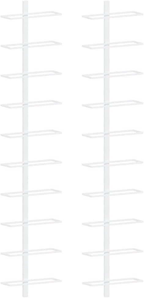 Wall-Mounted Wine Rack for 10 Bottles White Metal