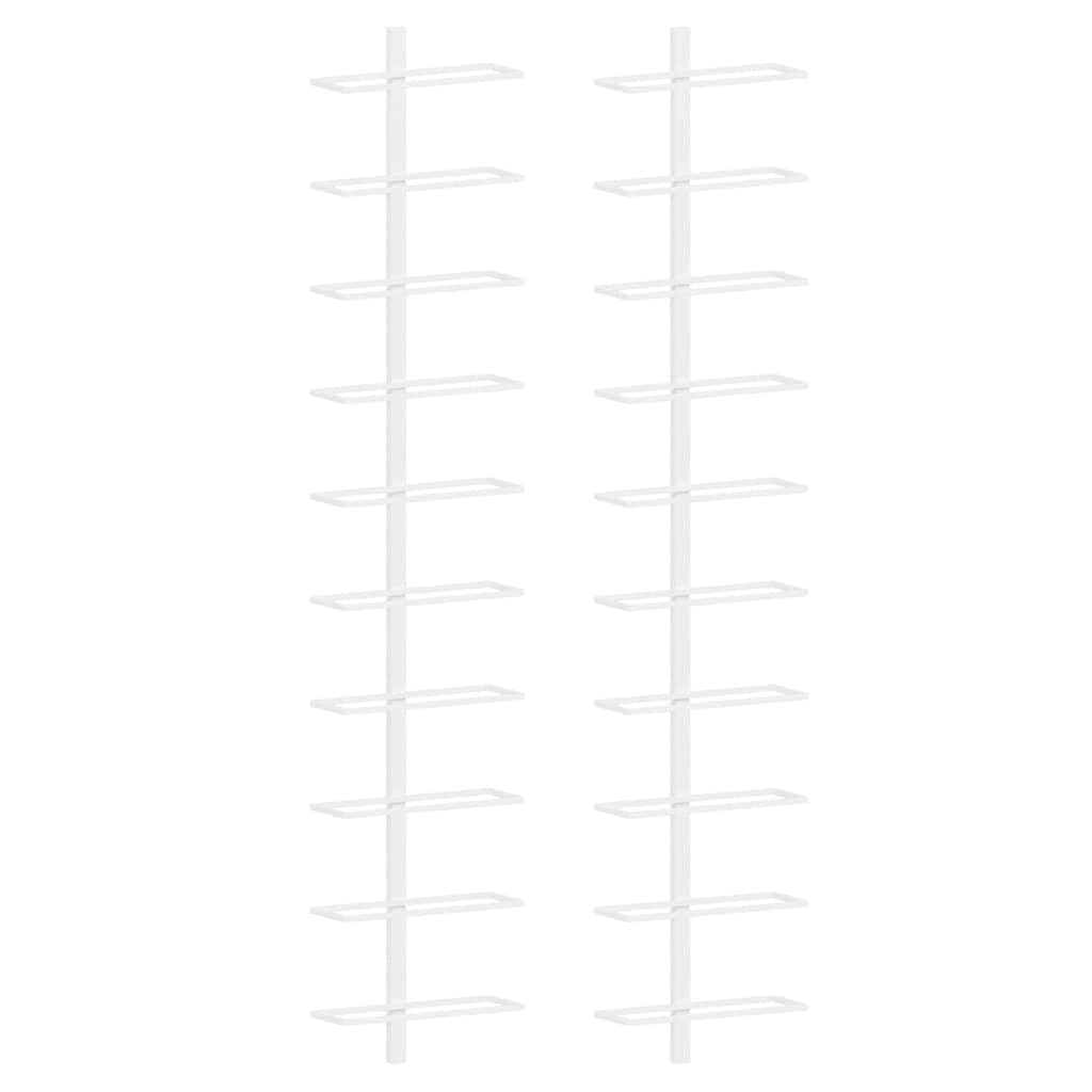 Wall-Mounted Wine Rack for 10 Bottles White Metal