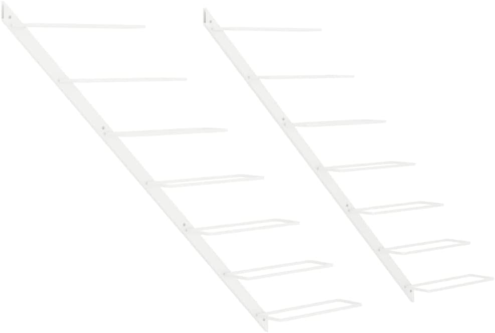 Wall-Mounted Wine Rack 7 Bottles White Metal