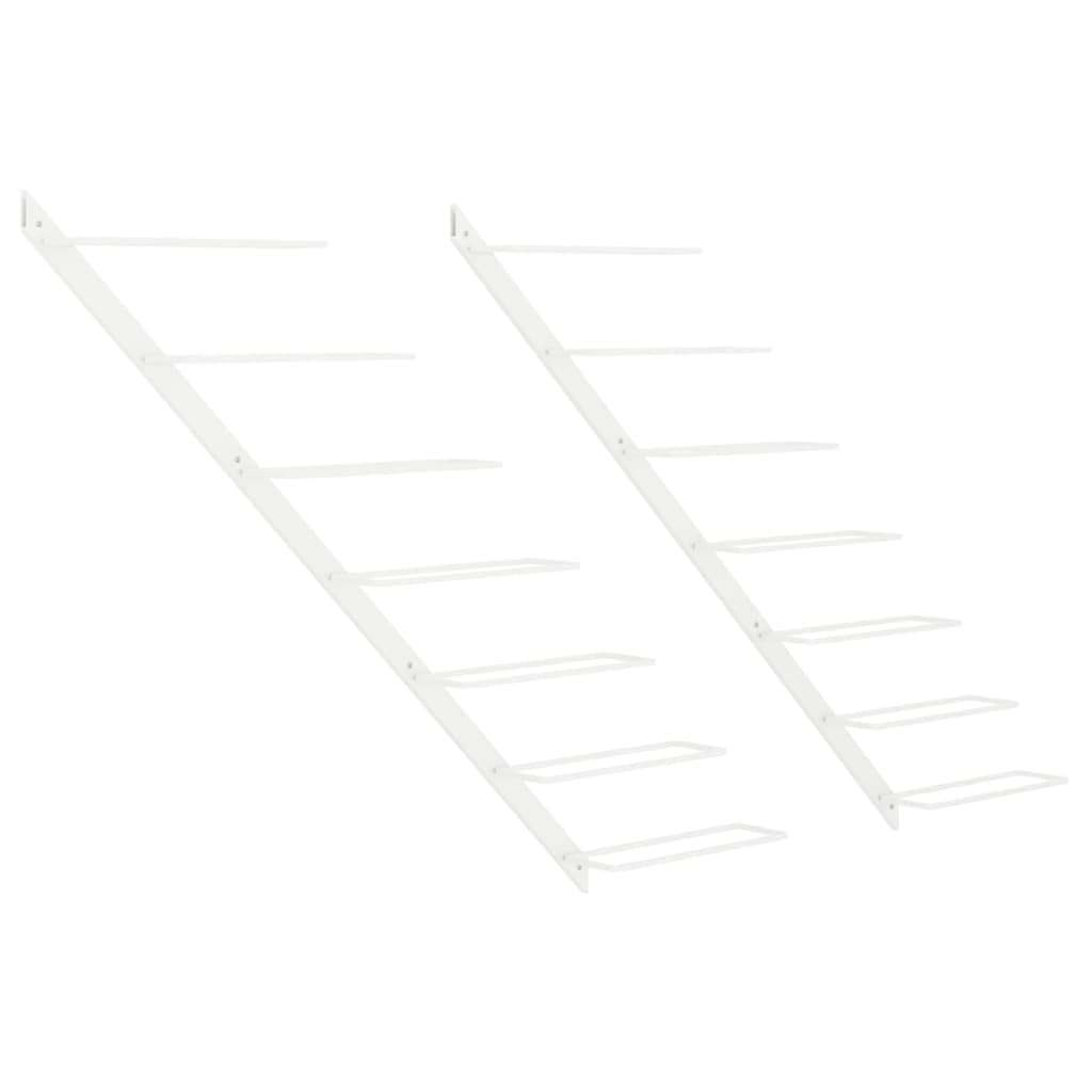 Wall-Mounted Wine Rack 7 Bottles White Metal