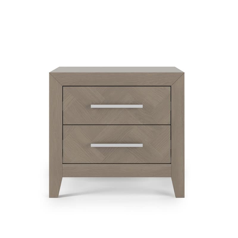 2-Drawer Nightstand with Herringbone Design
