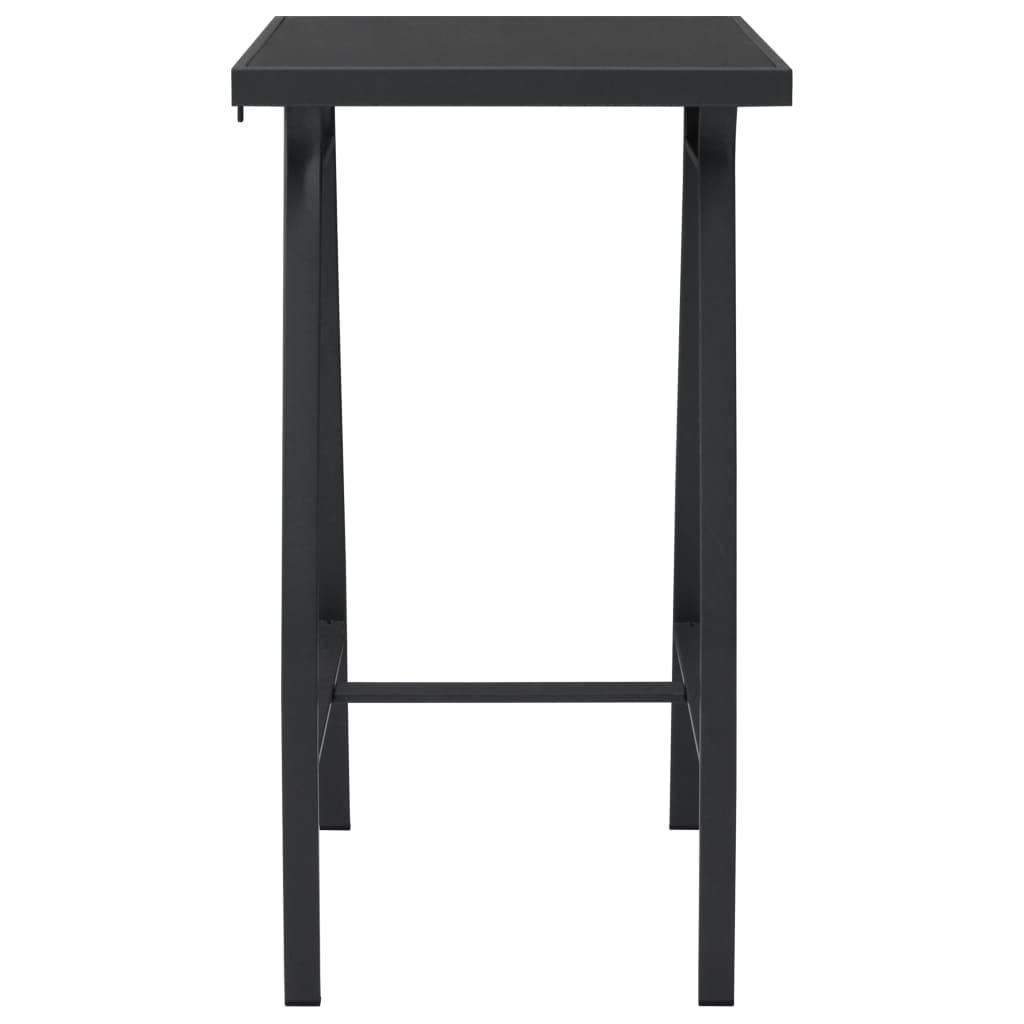 Patio Bar Table Black Tempered Glass