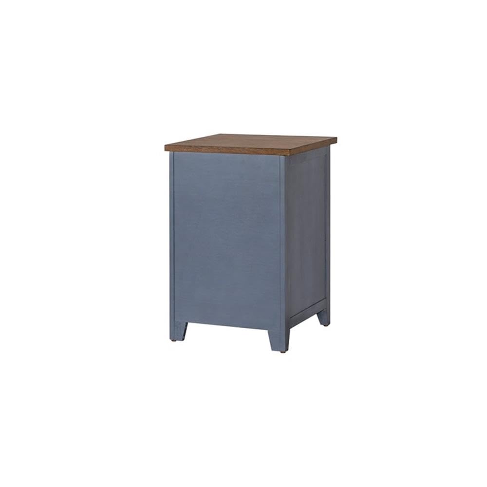 Dusty Blue Wood File Cabinet with Adjustable Shelves