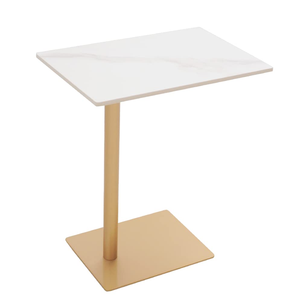 C Shaped End Table with Marble Top