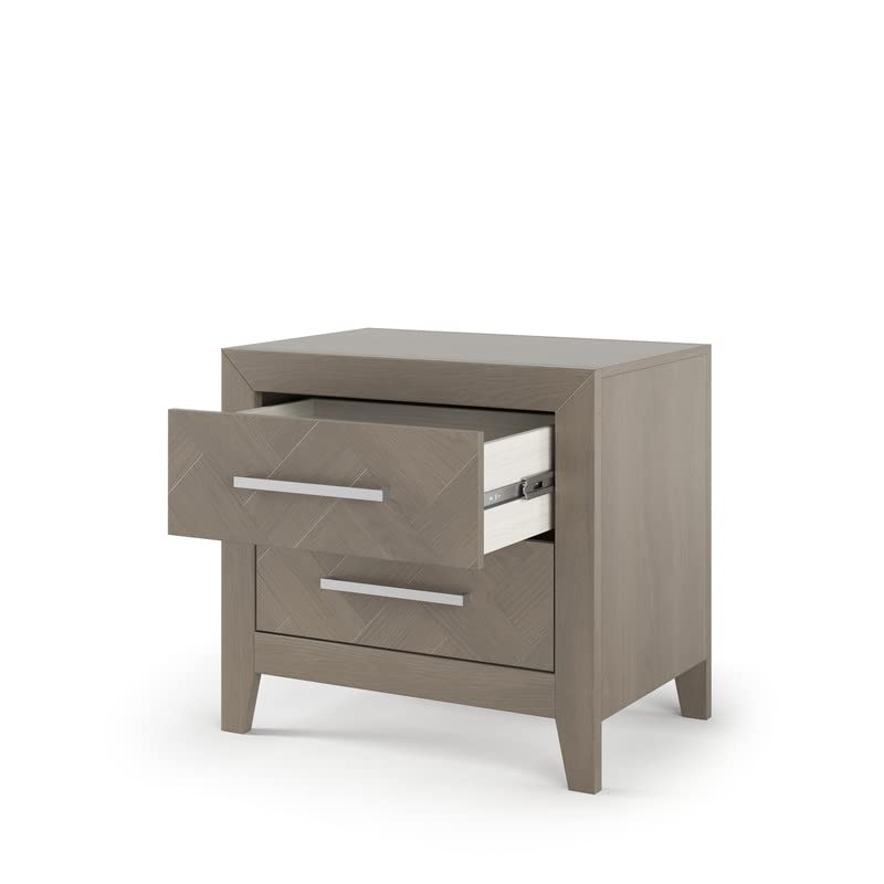 2-Drawer Nightstand with Herringbone Design