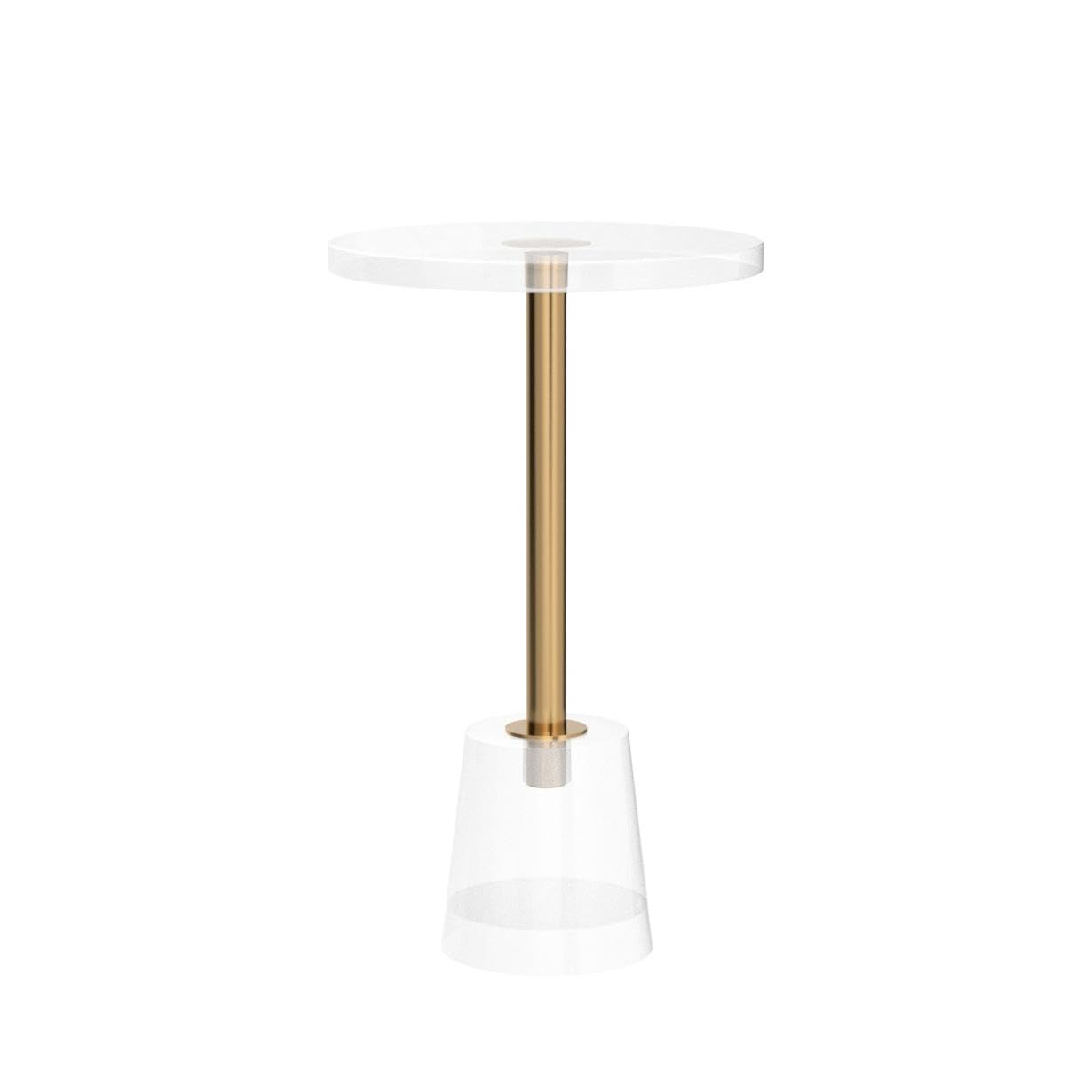 Acrylic Side Table with Gold Post - Clear Round End Table