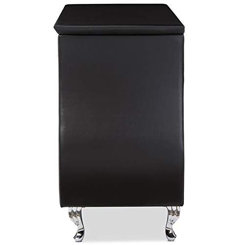 6-Drawer Faux Leather Dresser Black