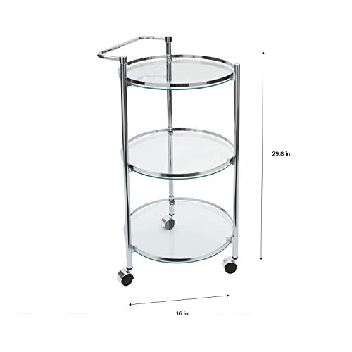 3-Tier Rolling Glass Serving Cart