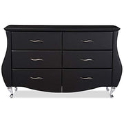 6-Drawer Faux Leather Dresser Black