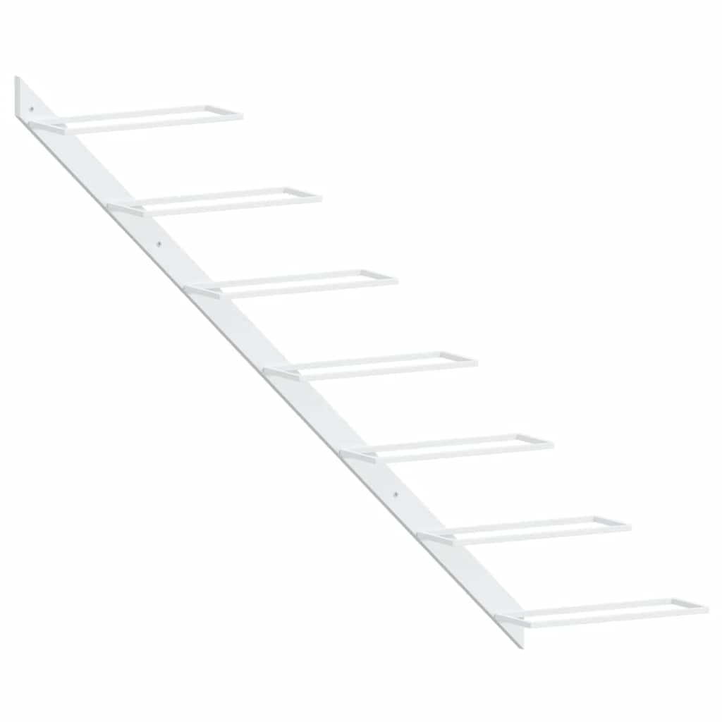 Wall-Mounted Wine Rack 7 Bottle White Metal