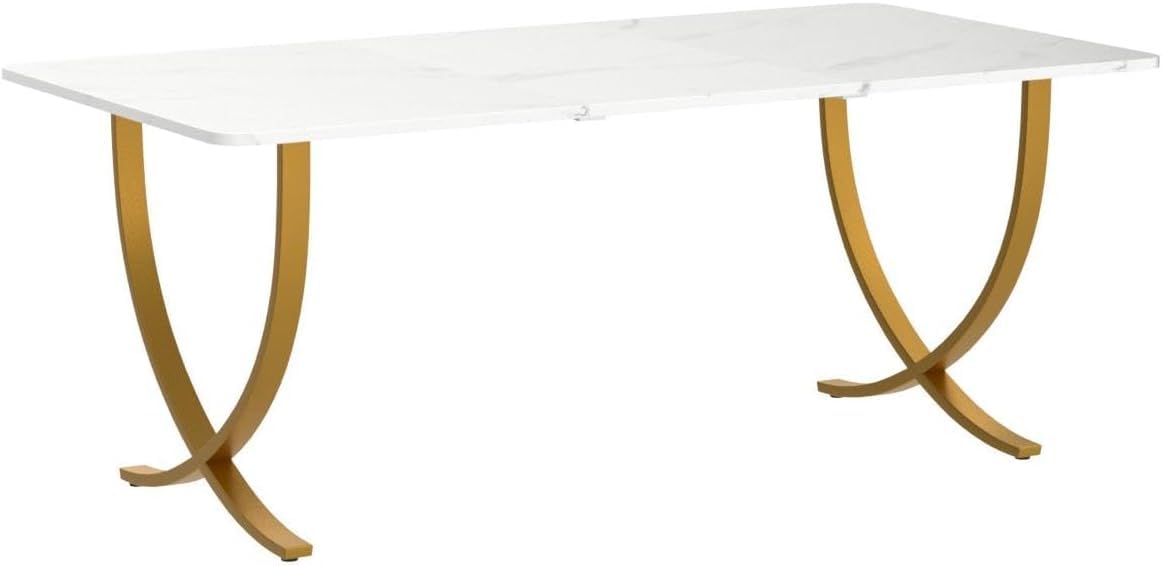 63" Executive Desk White Gold Conference Table