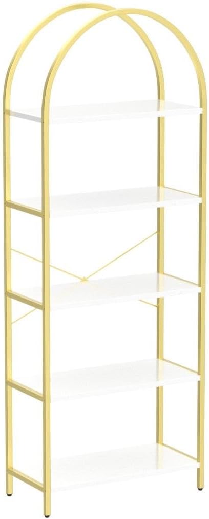 5-Tier Arched Bookshelf White Gold