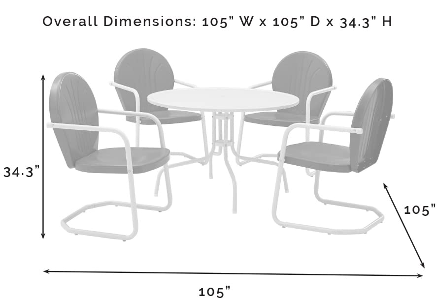 Crosley Furniture Griffith 5-Piece Outdoor Dining Set for 4, Retro Metal Round Patio Table and Chairs, White and Key Lime
