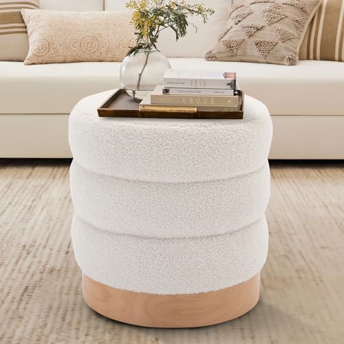 Tufted Sherpa Ottoman Footstool Set - 2 Pack
