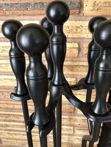 5-Piece Fireplace Tool Set with Stand - 31 Inch