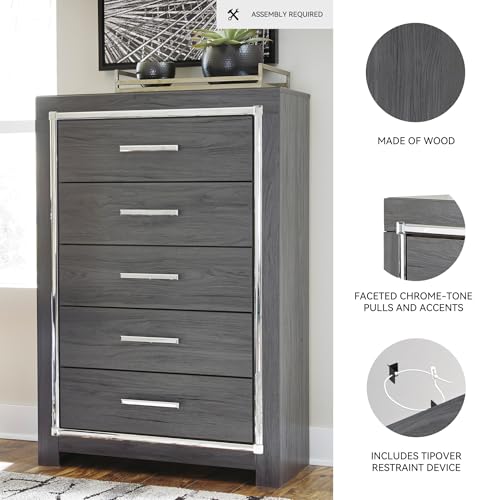 5-Drawer Chest Gray with Chrome Pulls