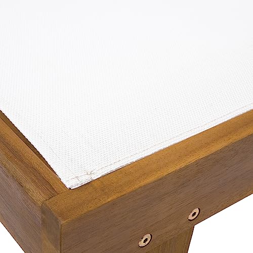 Outdoor Mesh Chaise Lounge with Acacia Wood Frame