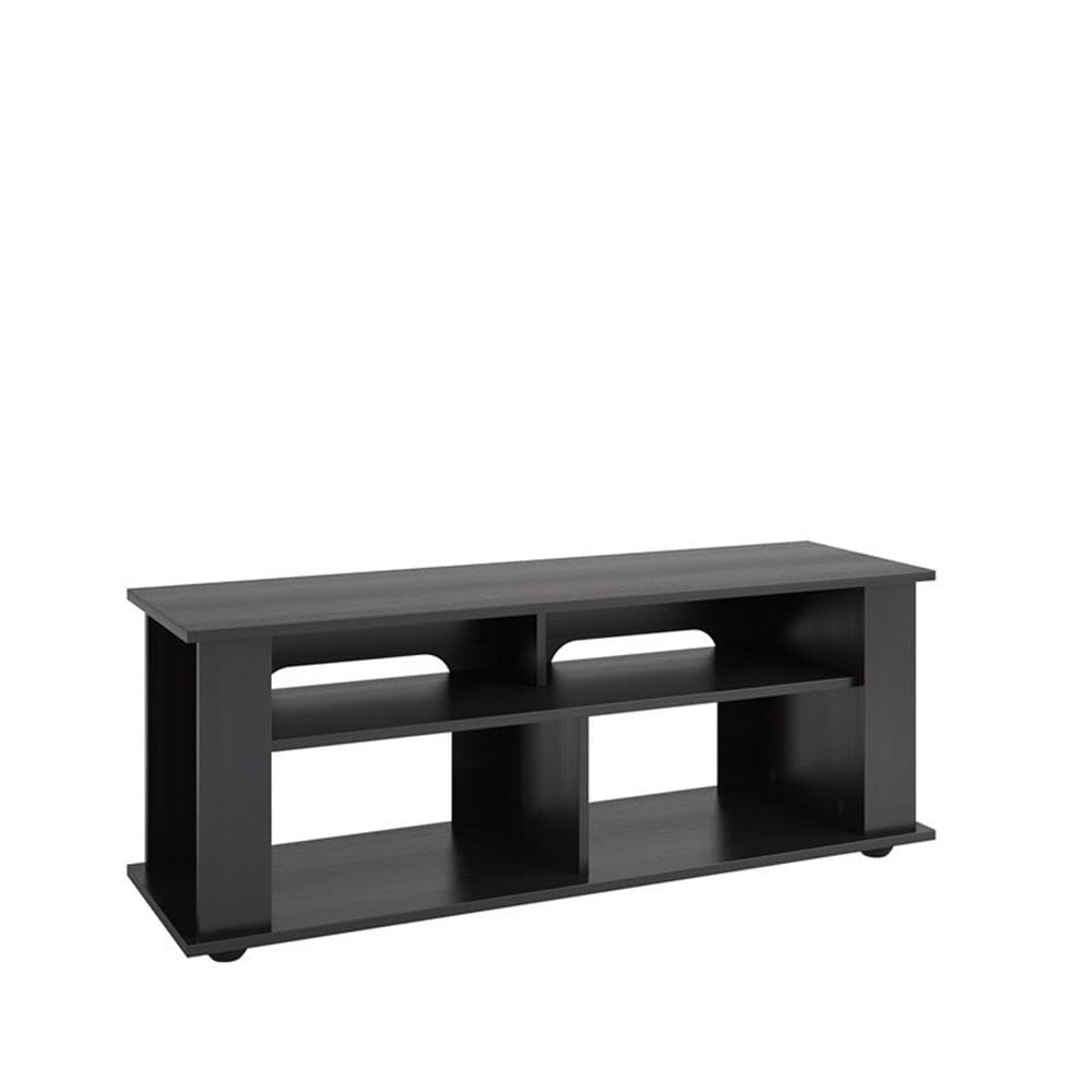 CorLiving Bakersfield Black Engineered Wood TV Stand with Open Shelves Including Sound Bar Space for TVs up to 55"