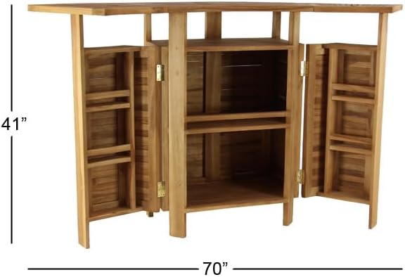 Teak Wood Folding Bar with Expandable Sides