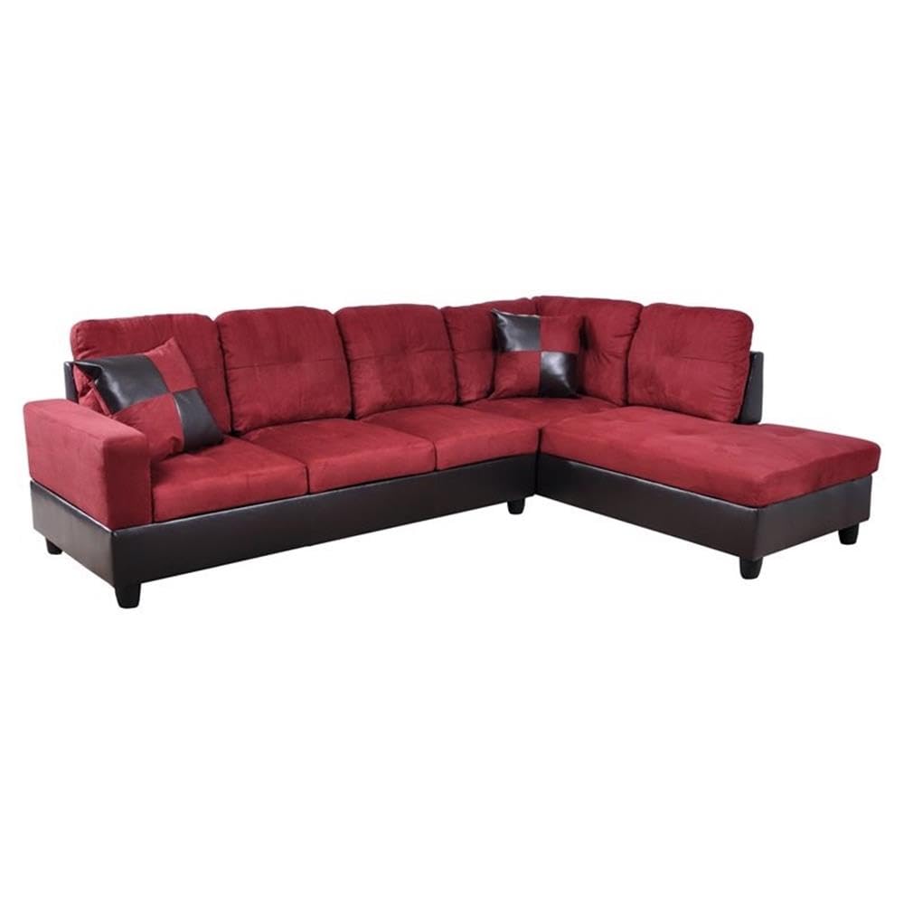 Andes Microfiber Sectional Sofa - Raspberry Red