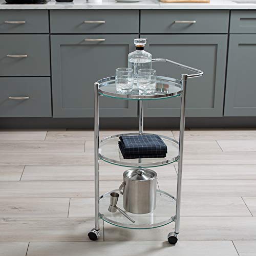 3-Tier Rolling Glass Serving Cart