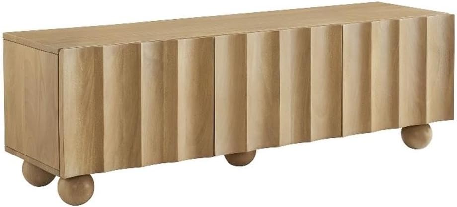 54-Inch Scalloped TV Stand with Storage Doors