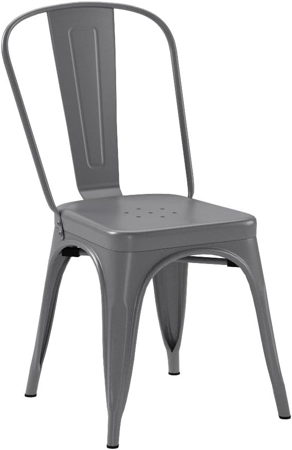 Metal Dining Chairs Set of 4 - Dark Grey