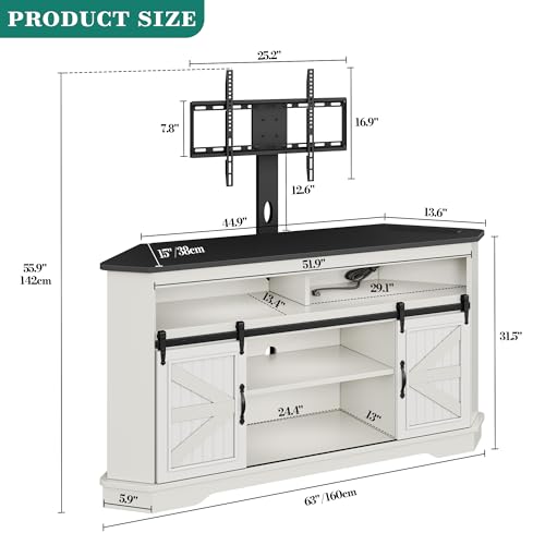 Farmhouse TV Stand with Mount and Power Outlet for 70 Inch TV