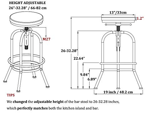 Adjustable Swivel Bar Stool Set of 2