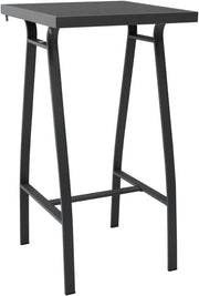 Patio Bar Table Black Tempered Glass