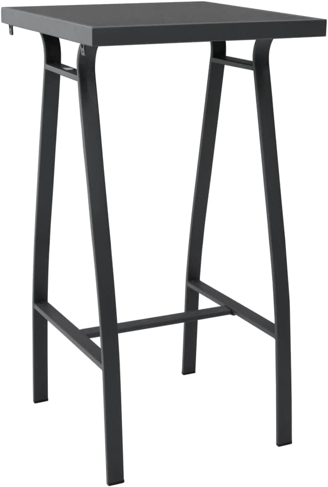 Patio Bar Table Black Tempered Glass