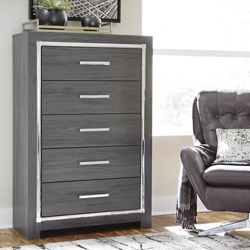5-Drawer Chest Gray with Chrome Pulls