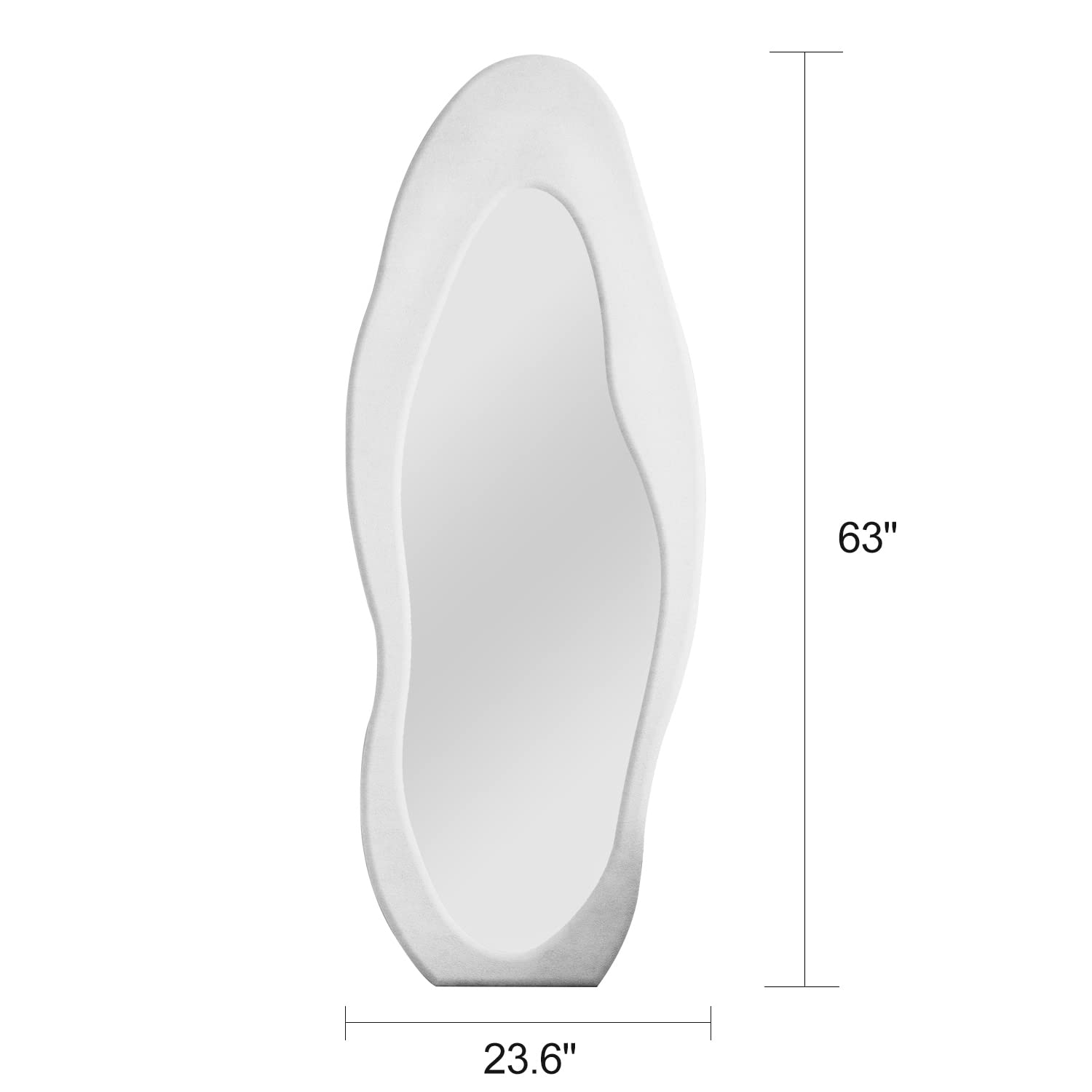 63" x 24" Wavy Full Length Mirror White