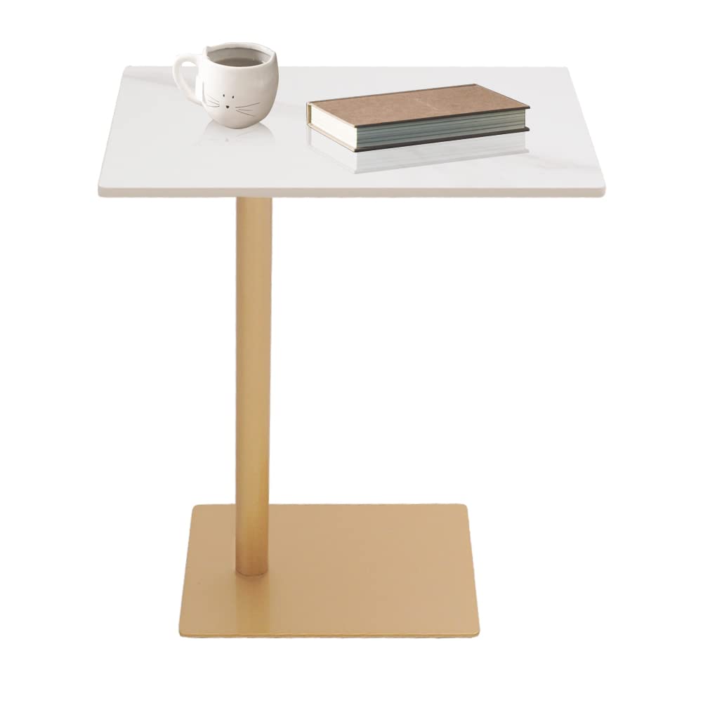 C Shaped End Table with Marble Top